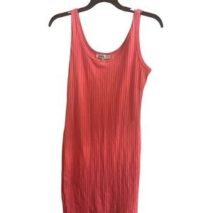 love J Coral Pink Ribbed Tank Dress